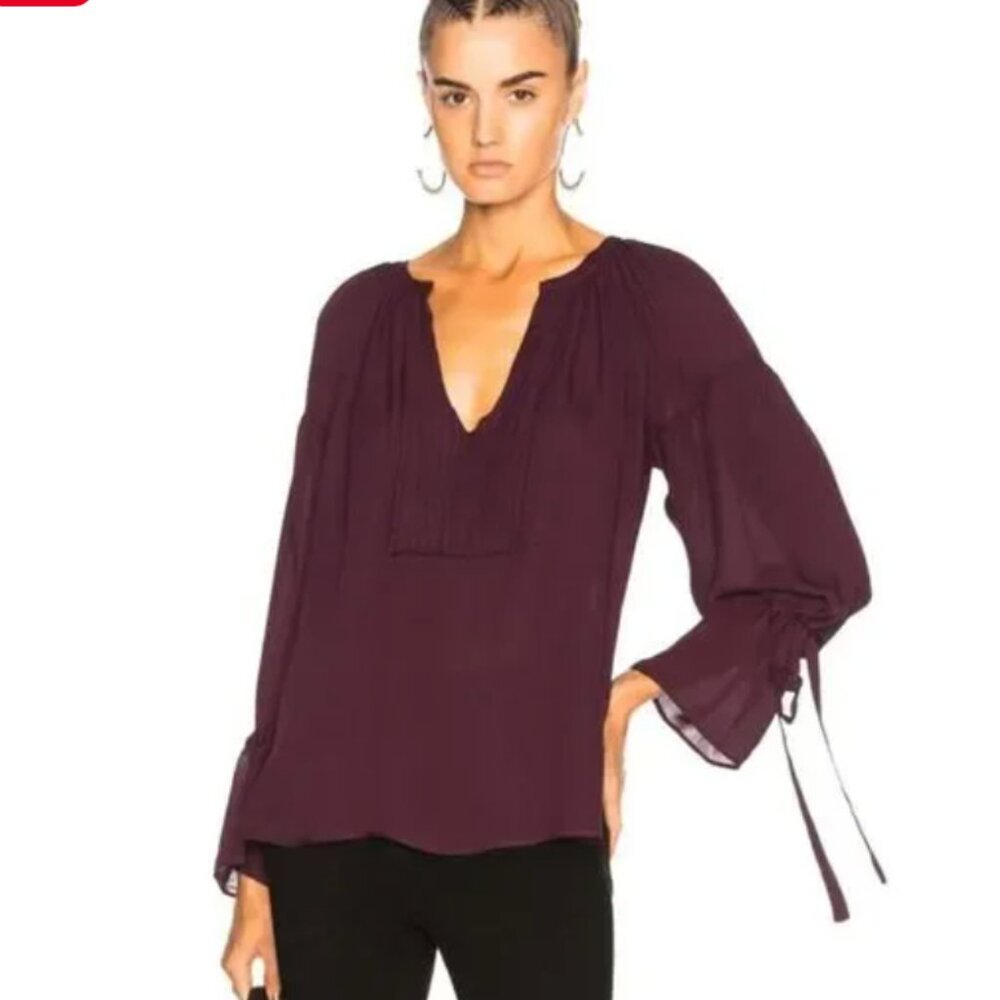 Calvin Rucker Silk Pleated Tenderness Top Blouse XS